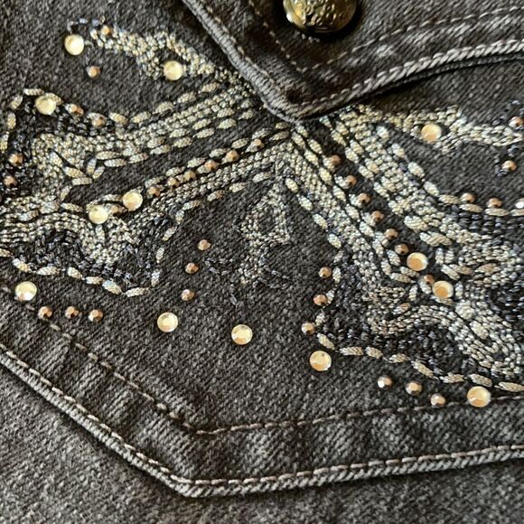 Style & Co Curvy Fit Boot Cut Wide Leg High Rise Jeans With Rhinestones 14 - Picture 11 of 16